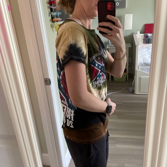 Womens Biker 2 Shirts Sz S Rebel Flag Hot Leathers‎ Eagle Bike Tie Dye - Picture 6 of 10